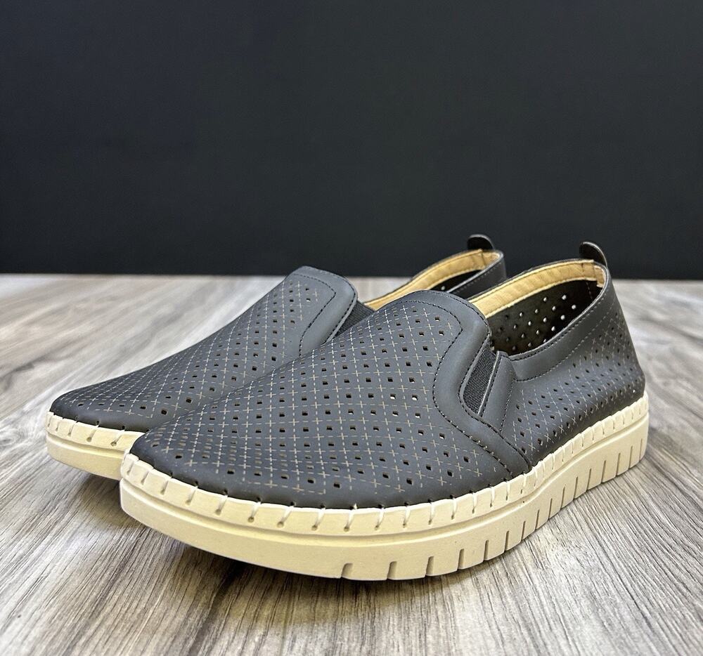 Glolily Elle Original Perf Black ELL-001 Womens Slip On Shoes Size 7.5 NEW